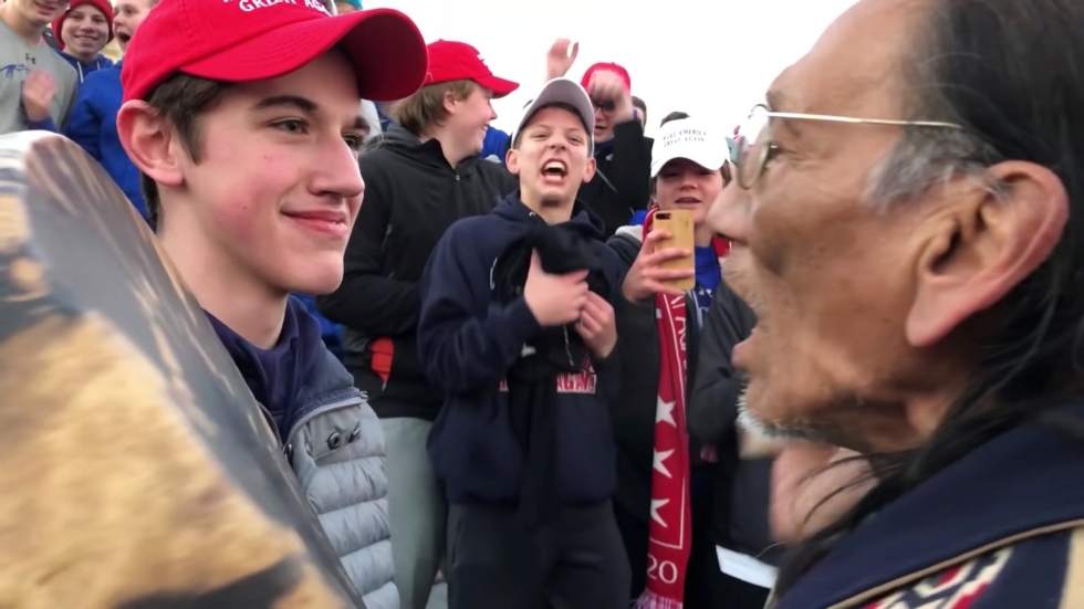 Nick Sandmann in an encounter with a Native American man