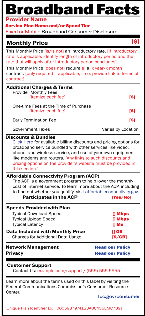 Broadband Label Sample